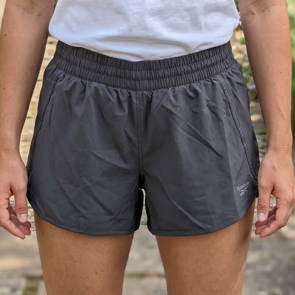 Reebok Womens Charcoal Gray Performance Running Brief Liner Workout Shorts XL